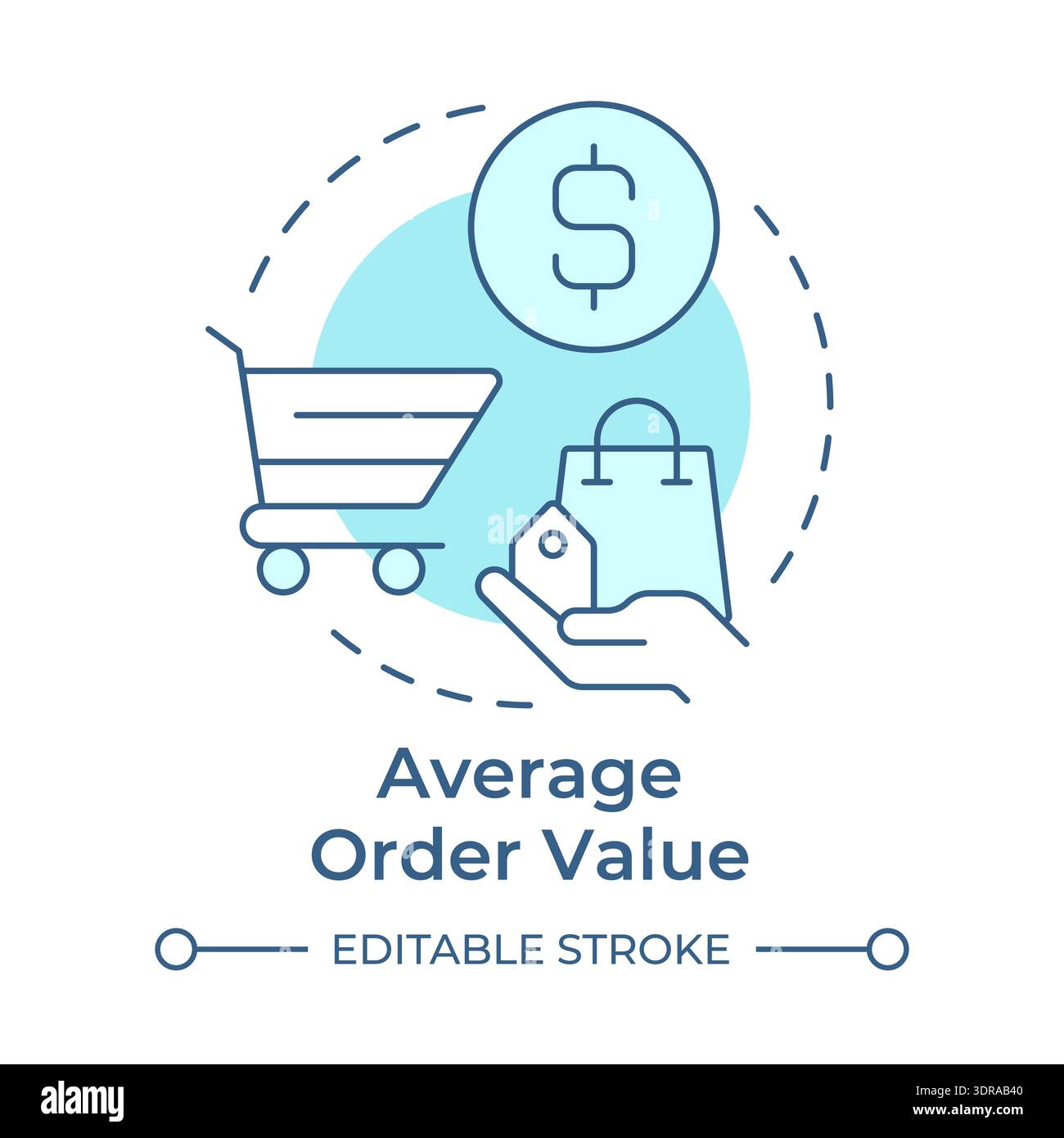 Average order value soft blue concept icon Stock Vector