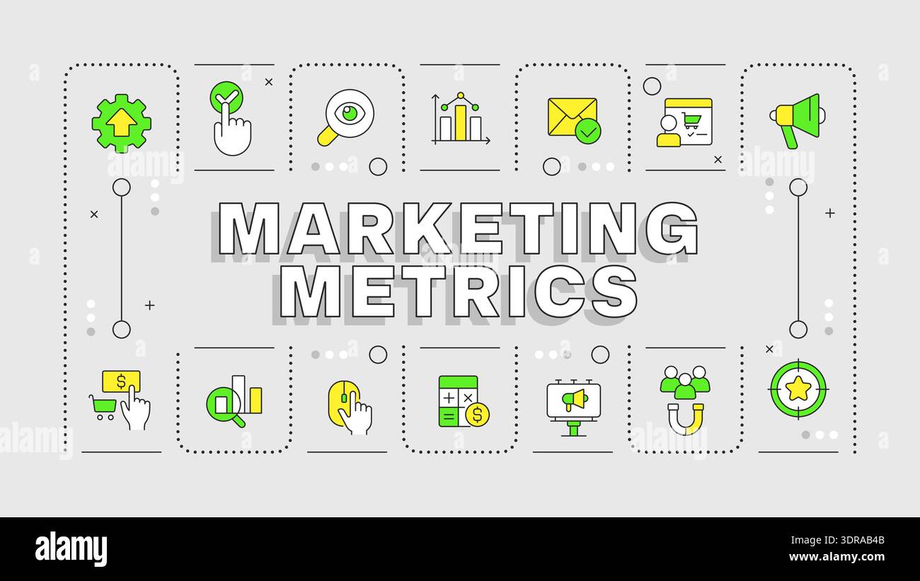 Marketing metrics grey word concept Stock Vector