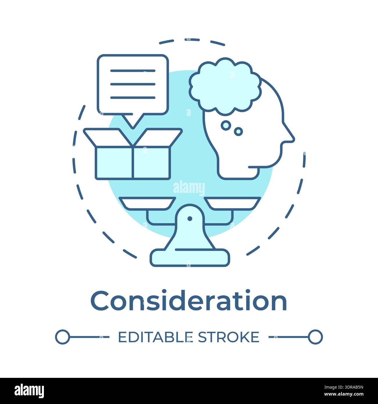 Consideration soft blue concept icon Stock Vector