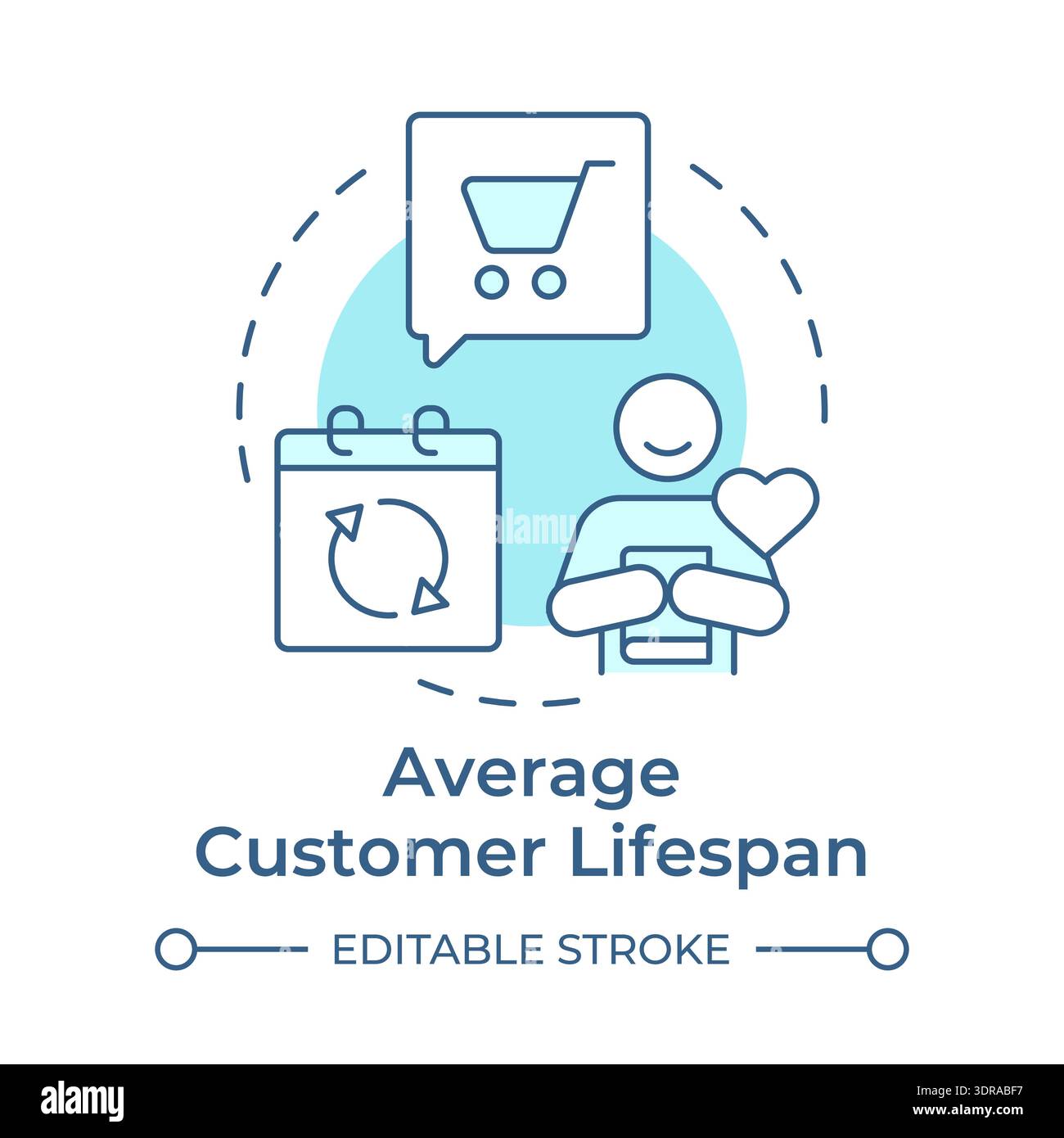 Average customer lifespan soft blue concept icon Stock Vector