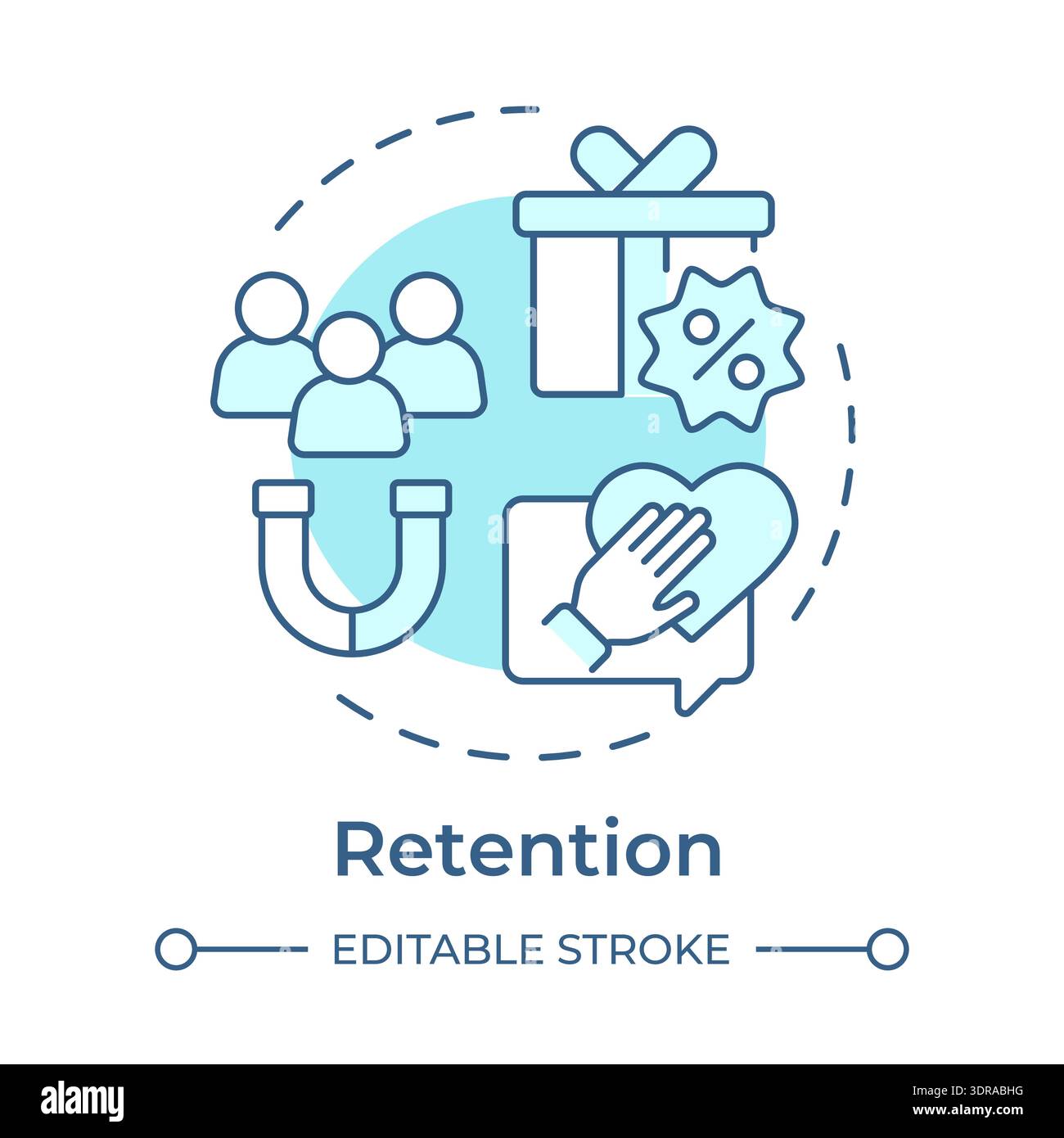 Retention soft blue concept icon Stock Vector