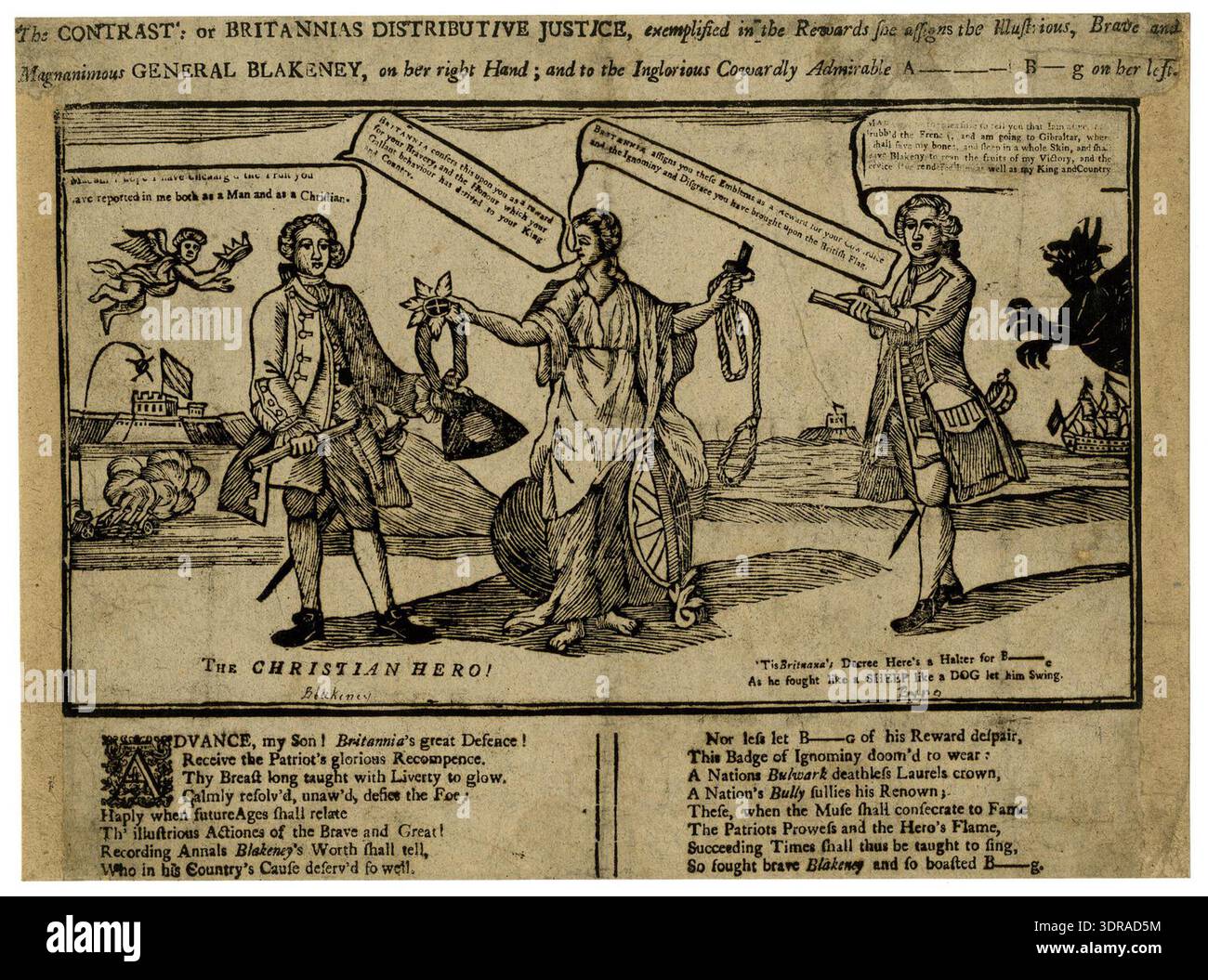 This 1756 broadside, 'The Contrast: or Britannia's Distributive Justice ...