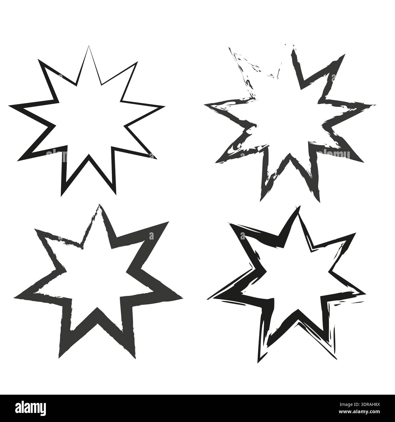Black stars frames. Grunge brush shapes. Explosion star Vector. Abstract banner elements. Stock Vector