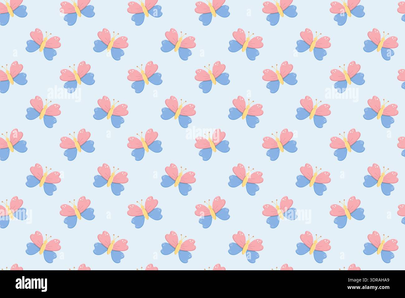 Cartoon Butterfly Pattern Seamless Design Stock Vector