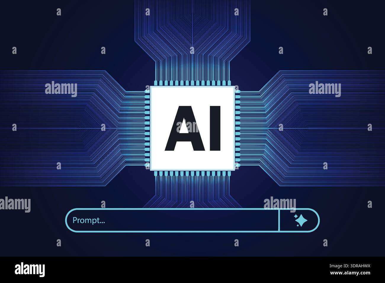 AI chip interface concept with prompt search bar and futuristic digital ...