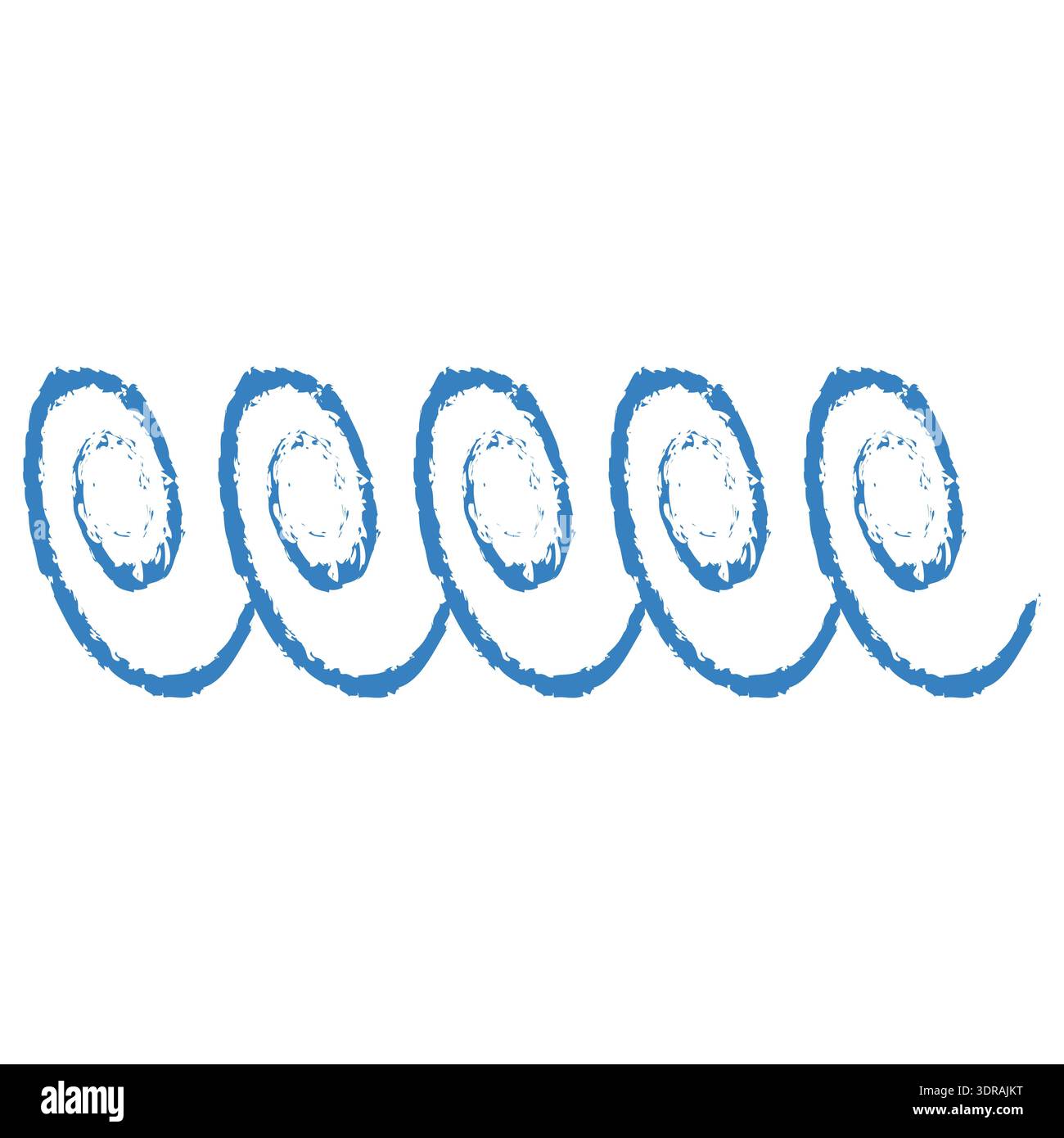 Blue wave line. Distressed spiral border. Ocean Vector element. Abstract brush stroke. Stock Vector