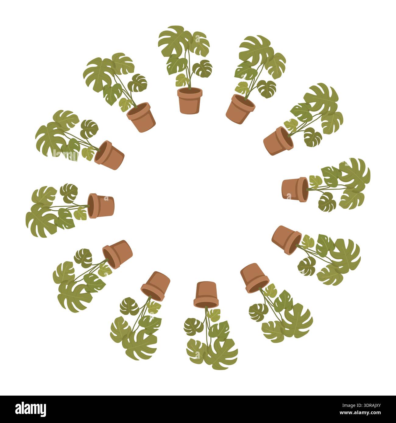 Monstera Plant Wreath Botanical Design Stock Vector