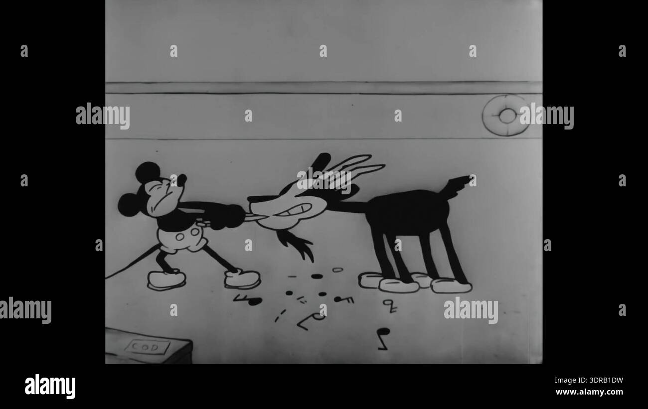 Screenshot from Steamboat Willie, a 1928 animated short by Walt Disney ...