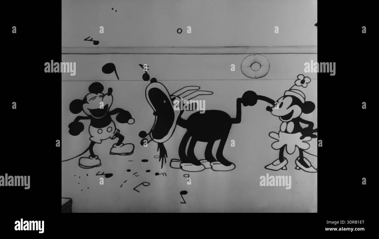 Screenshot from Steamboat Willie, a 1928 animated short by Walt Disney ...