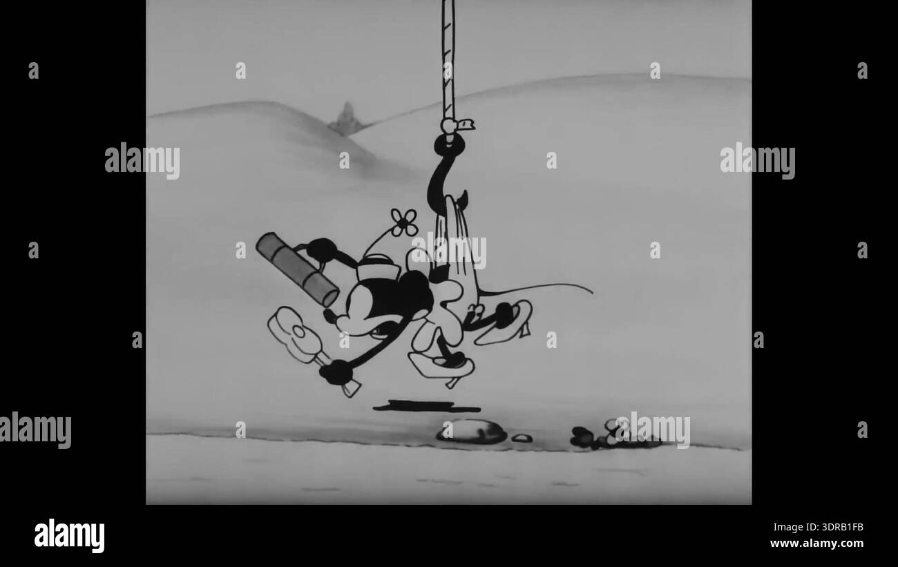 This screenshot from Steamboat Willie (1928) depicts Mickey Mouse at ...
