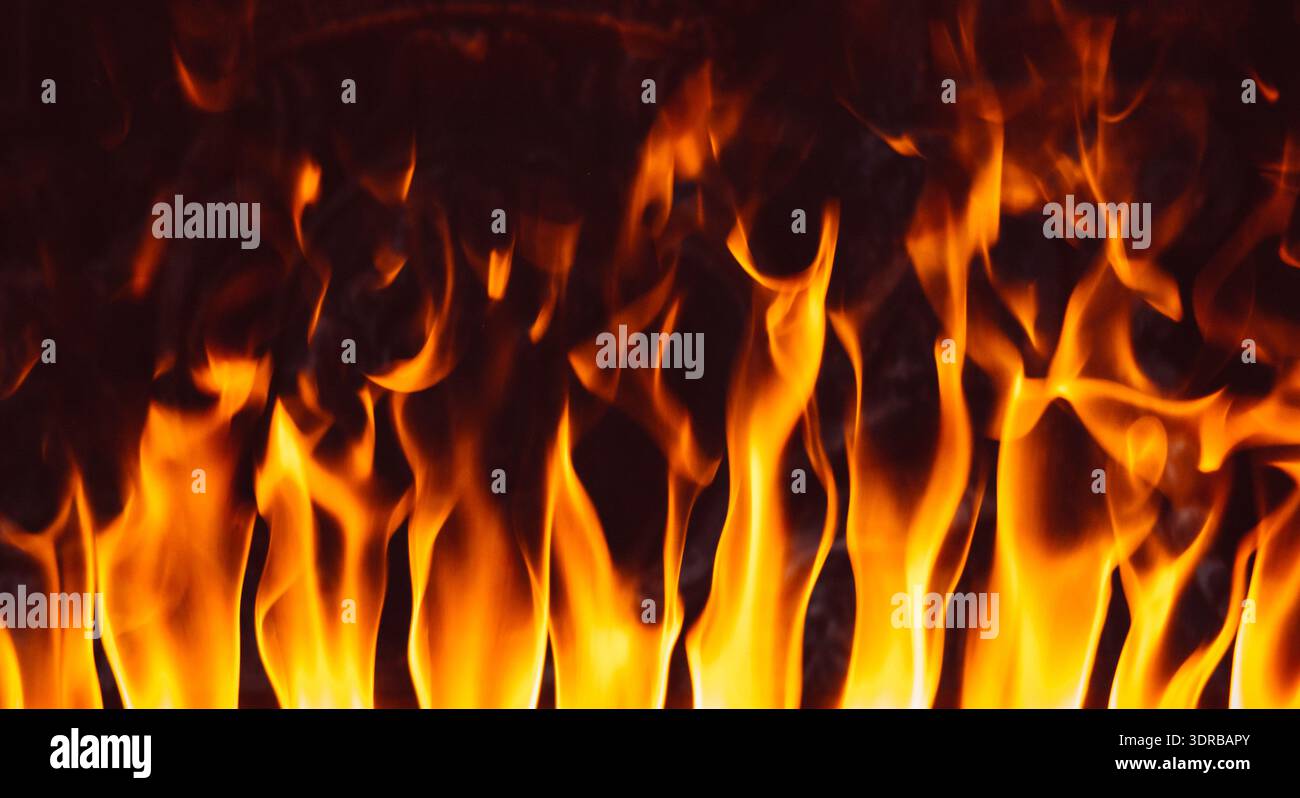Flames texture background on a black background Stock Photo