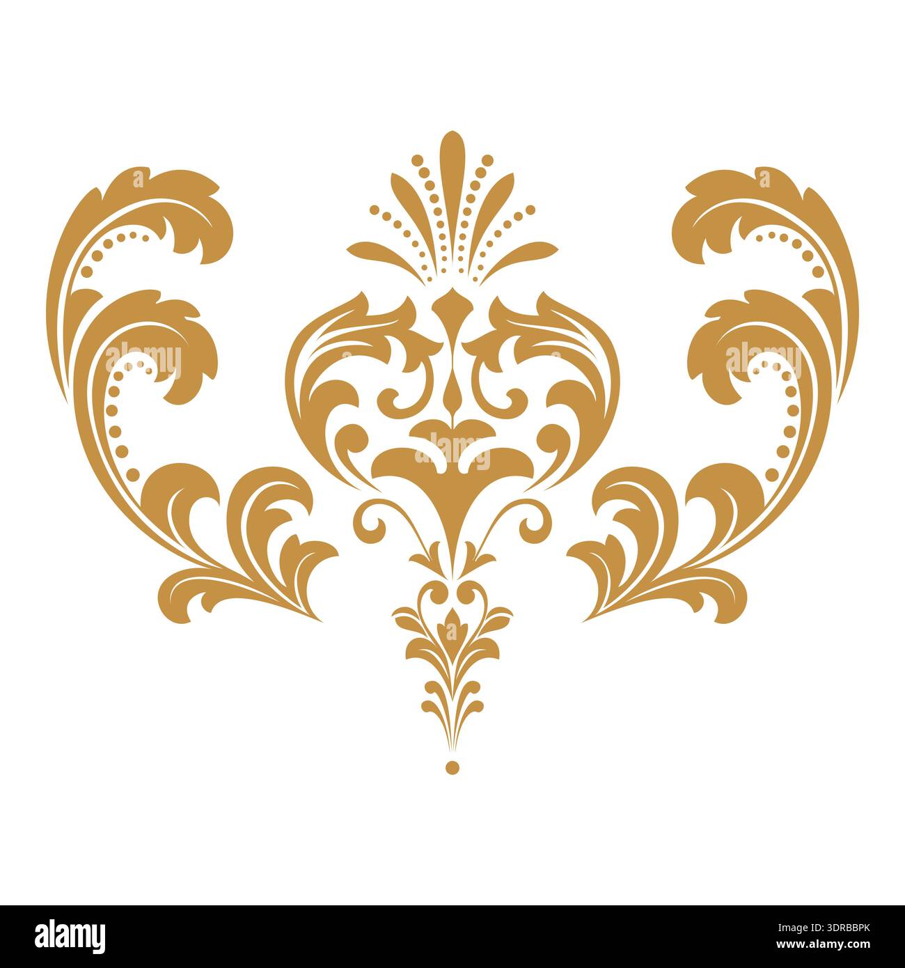 Damask graphic ornament. Floral design element. Gold vector pattern Stock Vector