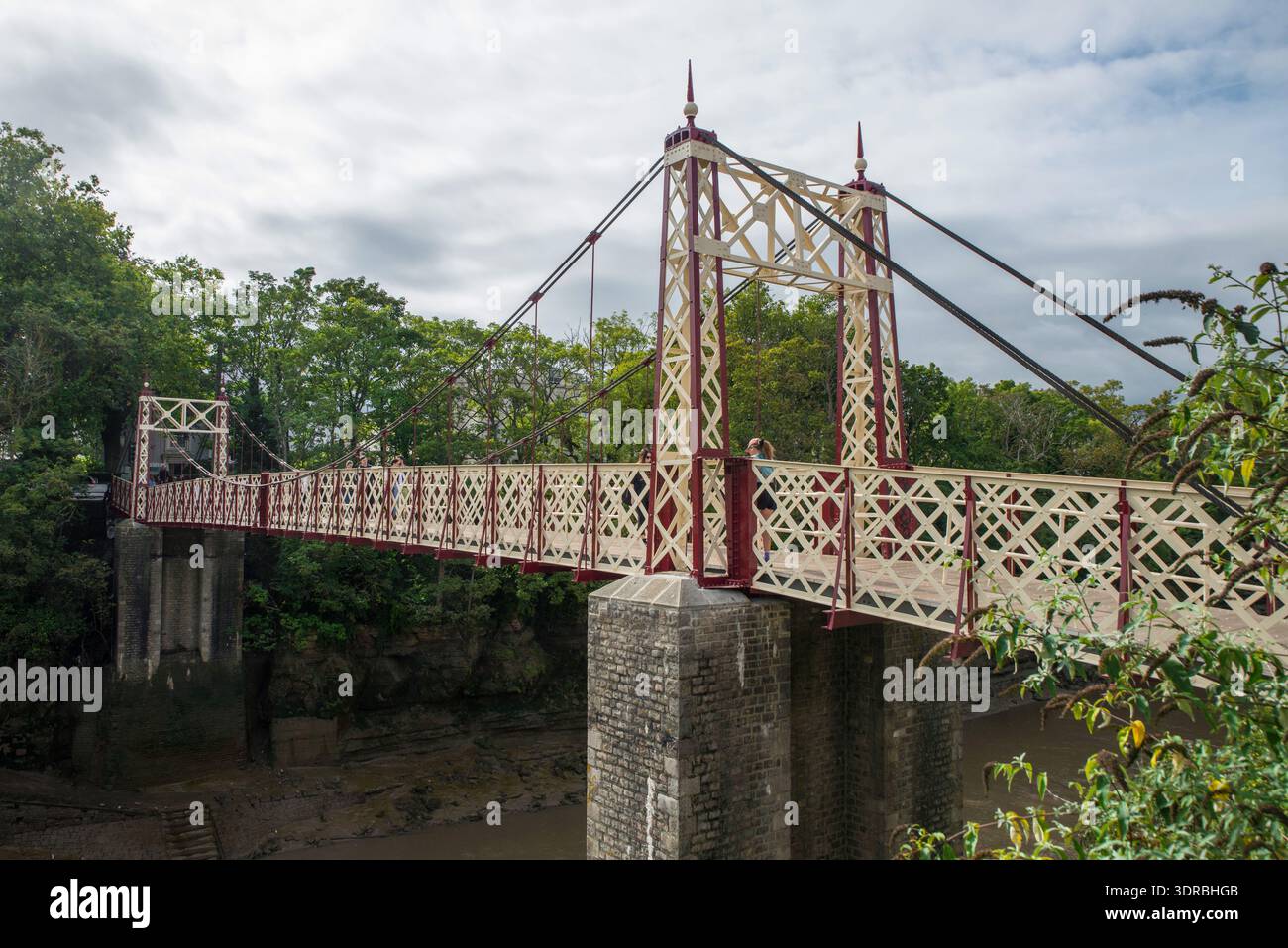 Gaol Ferry Bridge, a suspension footbridge that crosses the New Cut of the River Avon in Bristol, England, Stock Photo