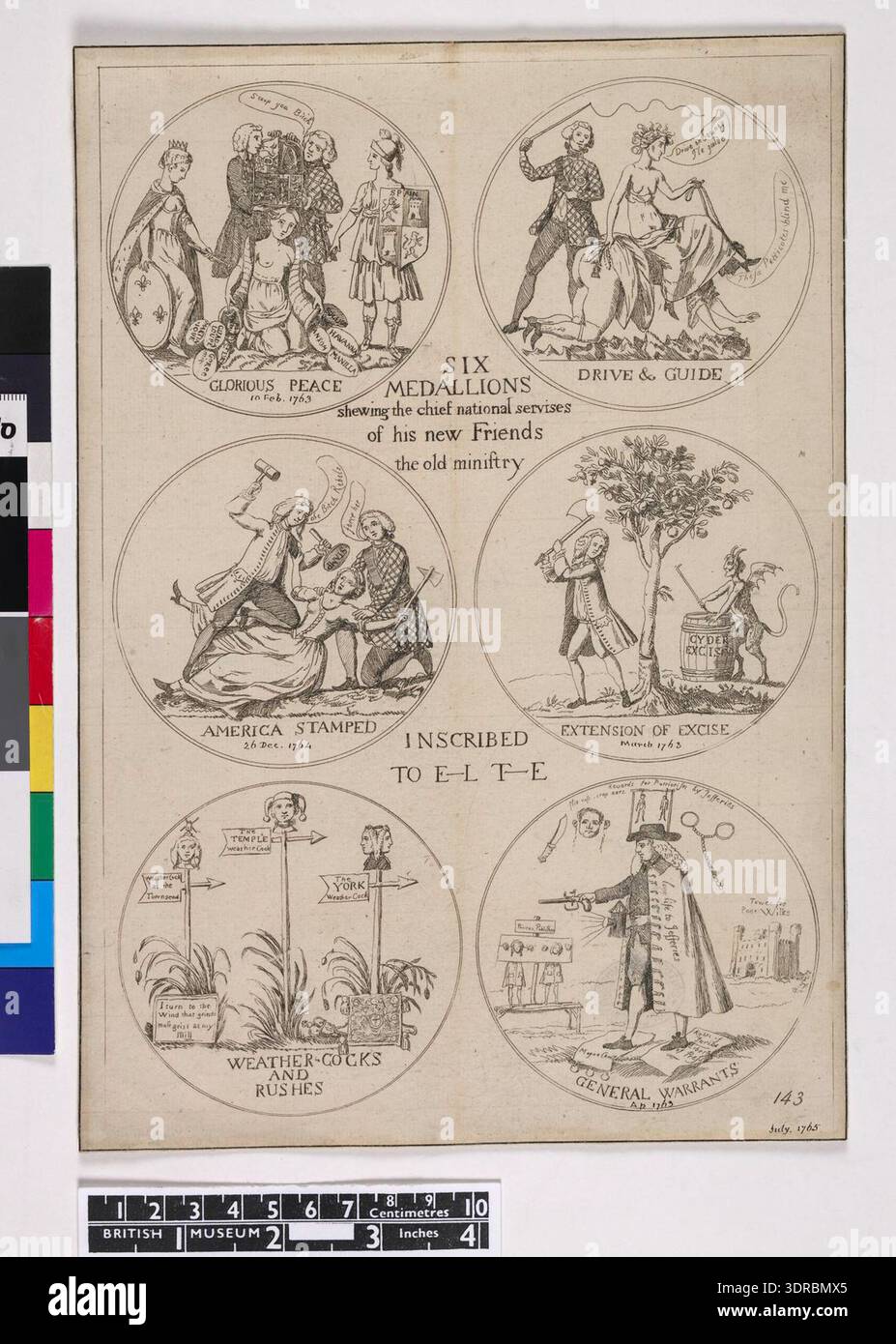 This circa 1765 etching depicts six medallions illustrating the ...