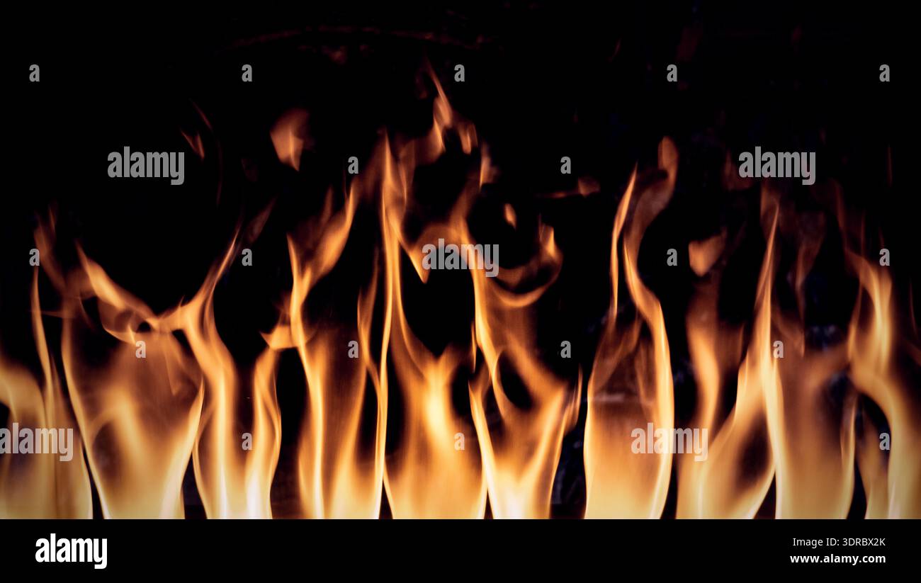 Flames texture background on a black background Stock Photo