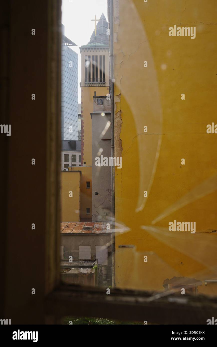 Broken window pane Stock Photo