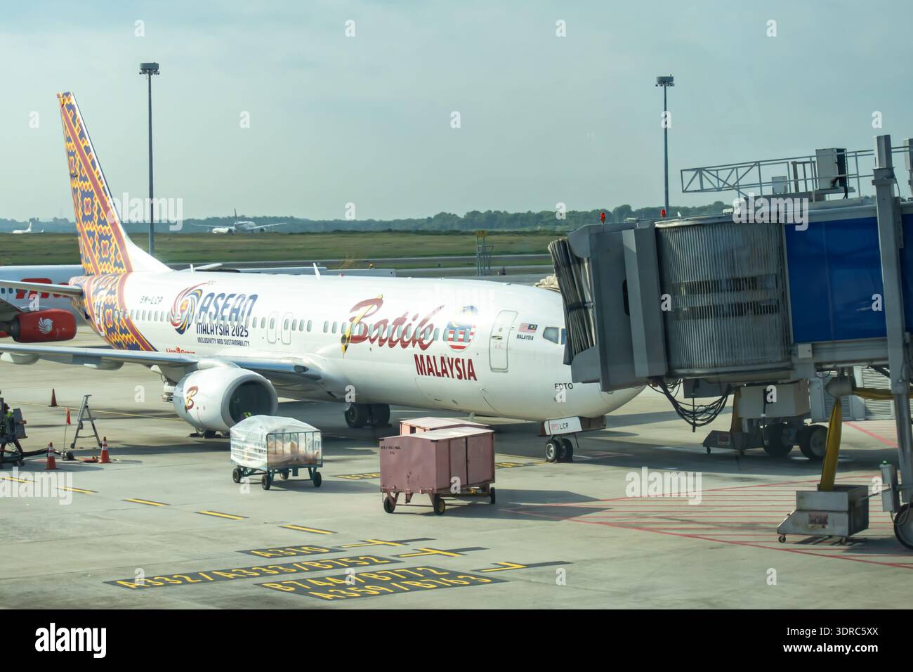 Batik Air Malaysia aircraft adorned with a special livery celebrating Malaysia's chairmanship of ASEAN in 2025. Stock Photo