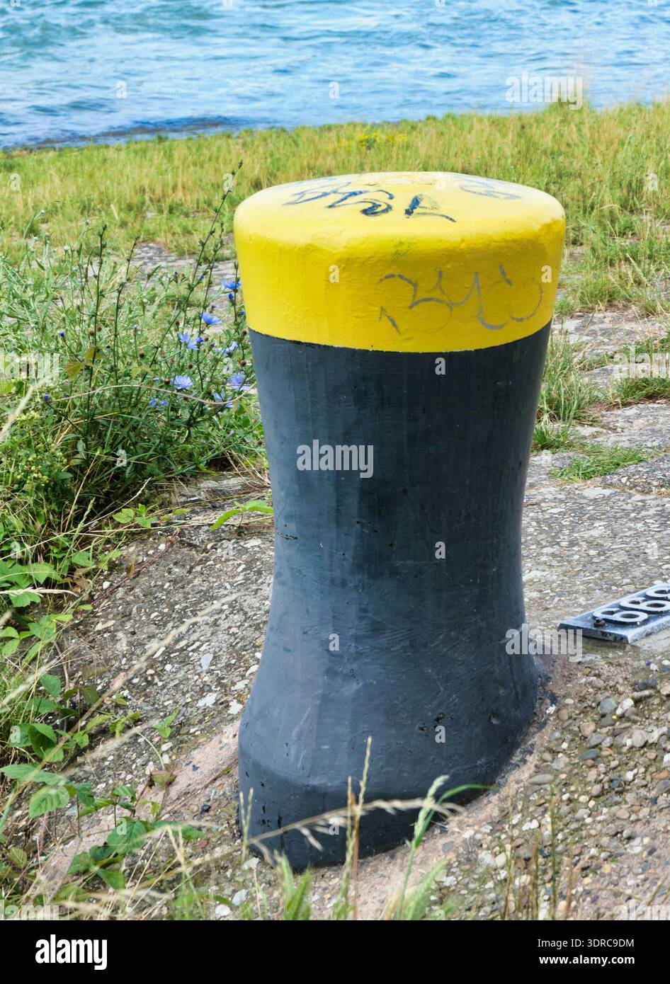 Bollards on the Rhine Stock Photo