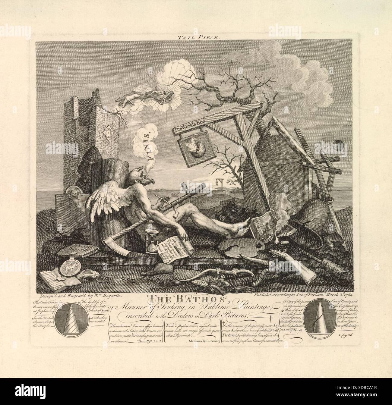 This 1764 etching and engraving shows Time reclining against a broken ...
