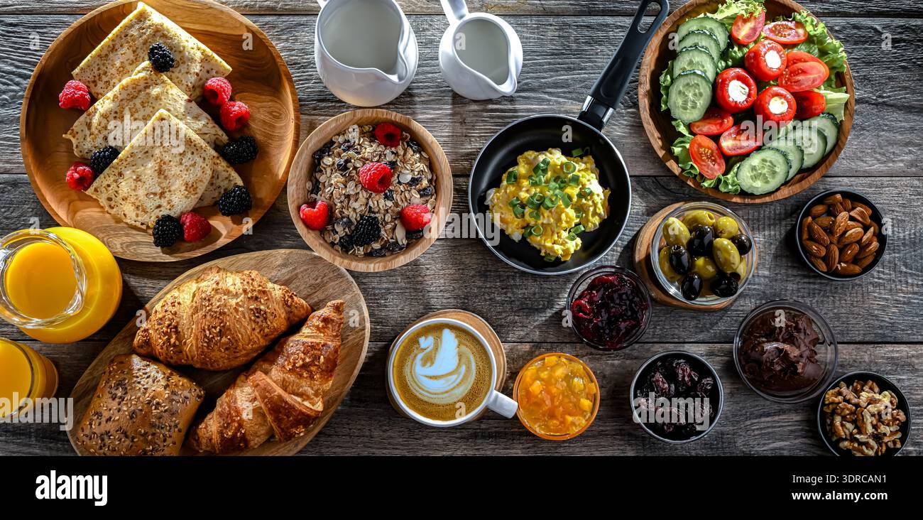 Breakfast served with coffee Stock Photo