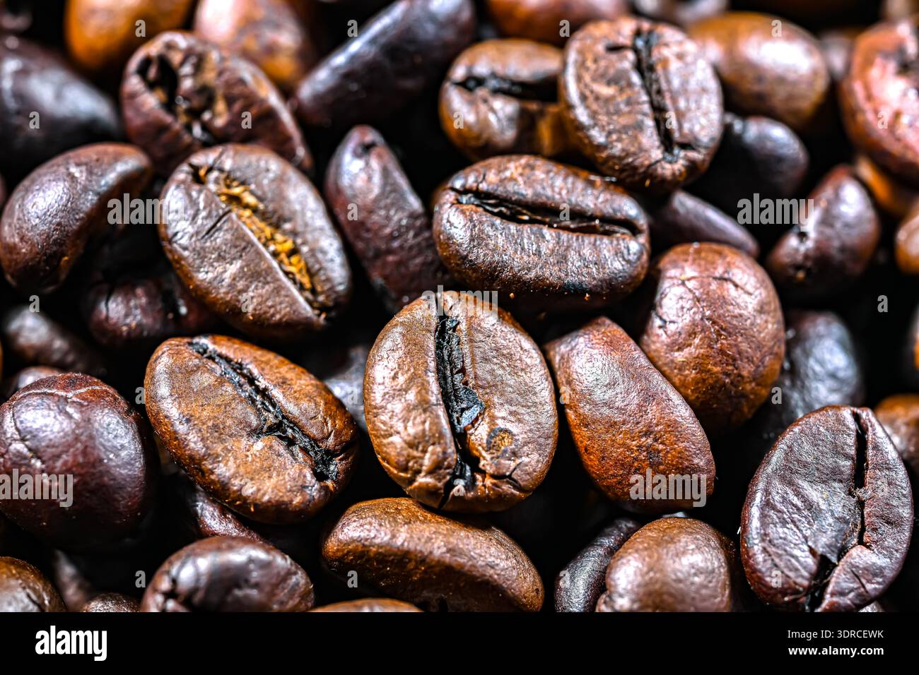 Close up of roasted coffee beans. Stock Photo