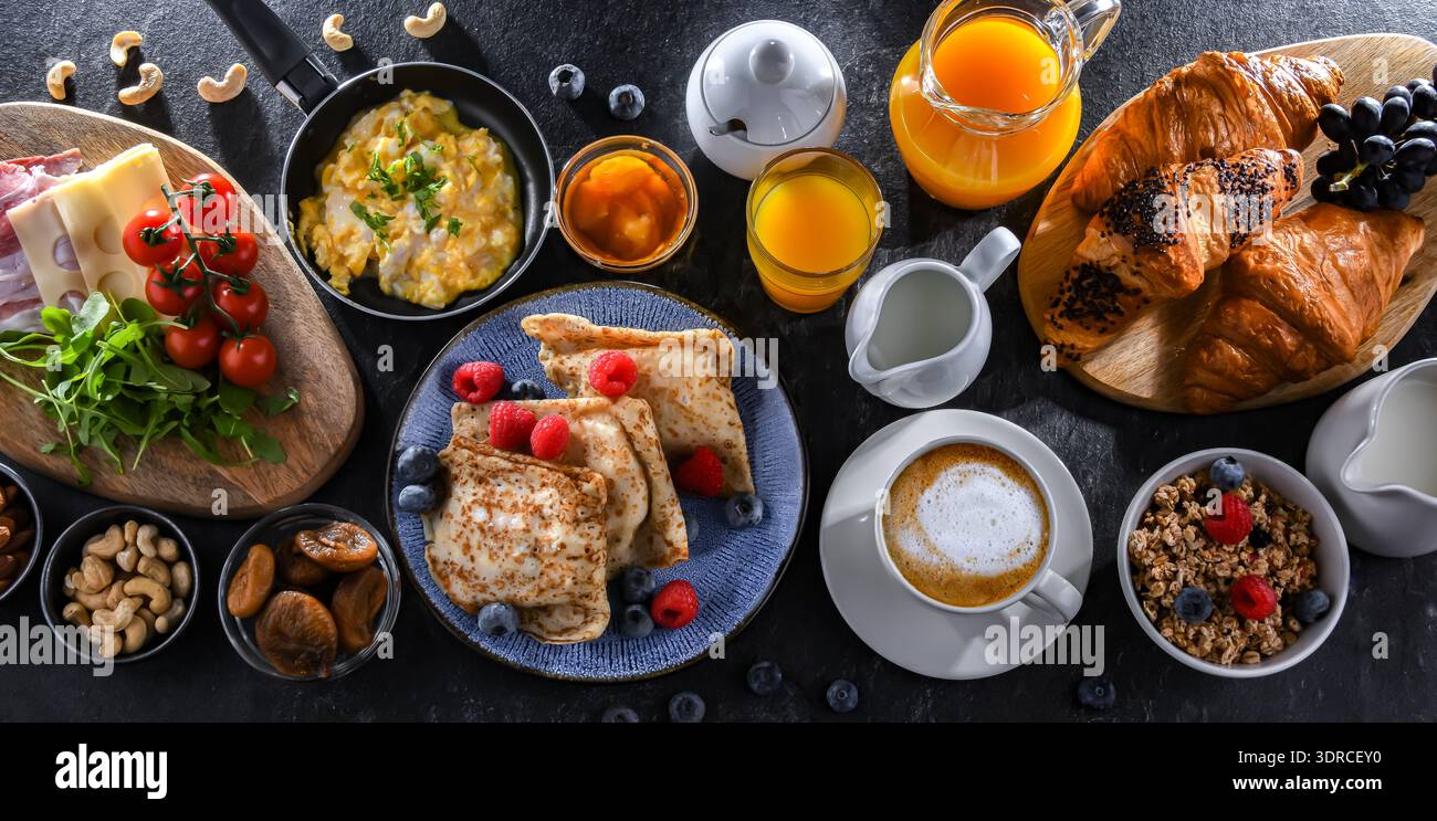 Breakfast served with coffee Stock Photo