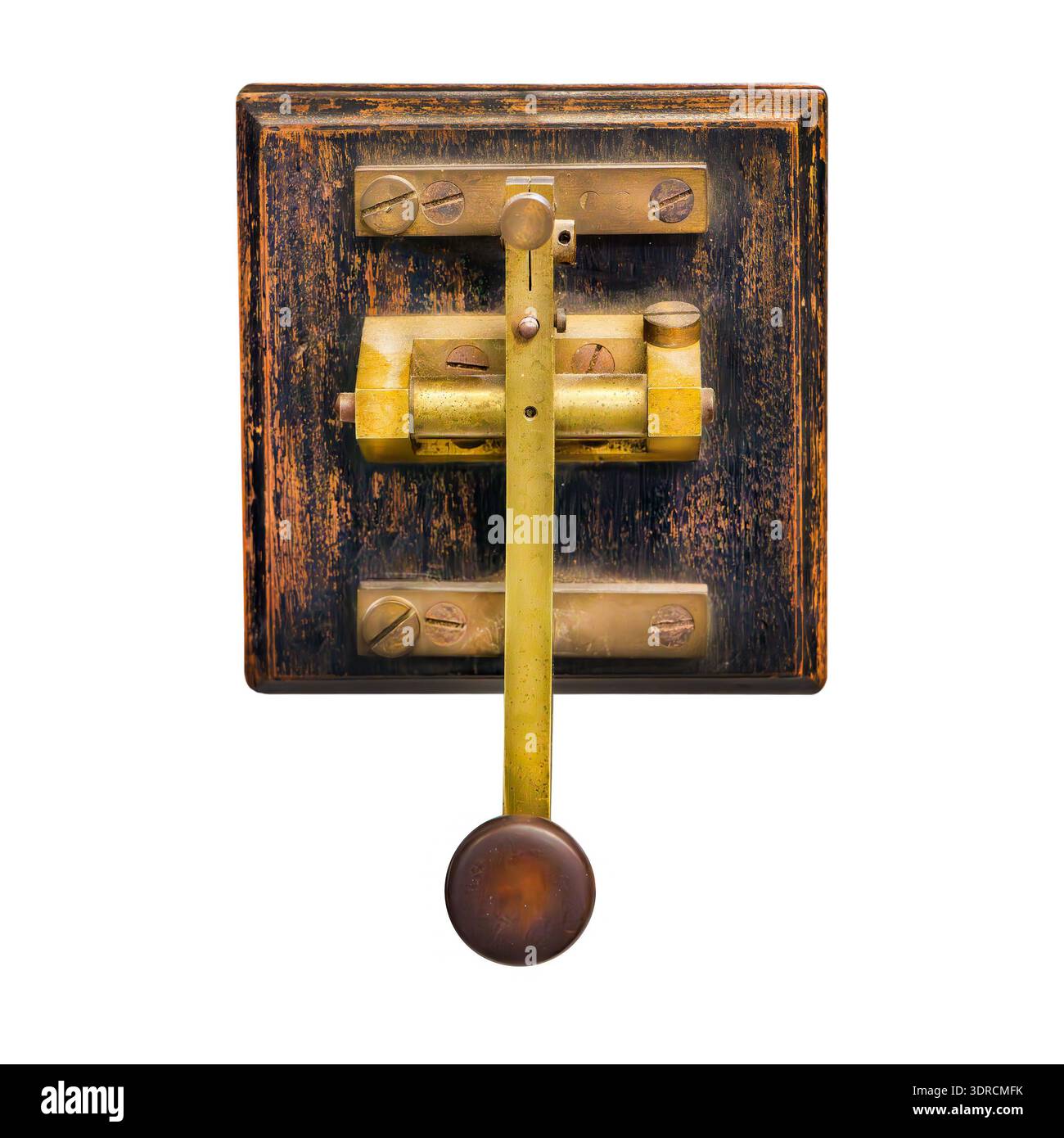 Ancient morse code telegraphy device isolated on a white background Stock Photo