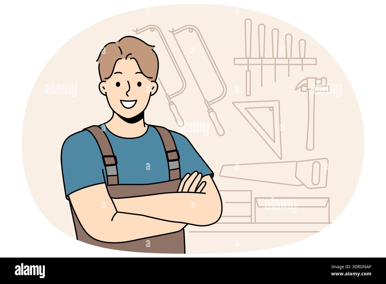 Smiling male carpenter standing in workshop Stock Photo