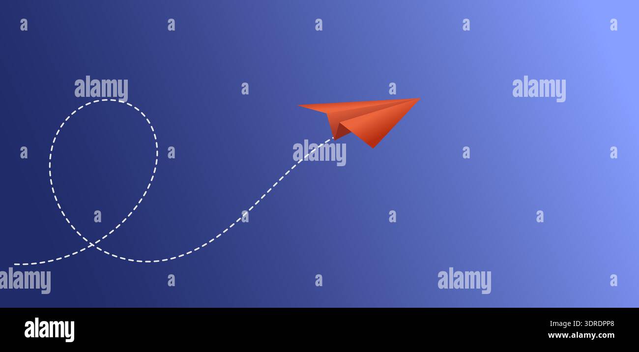 red paper plane against blue background, vector illustration Stock Vector