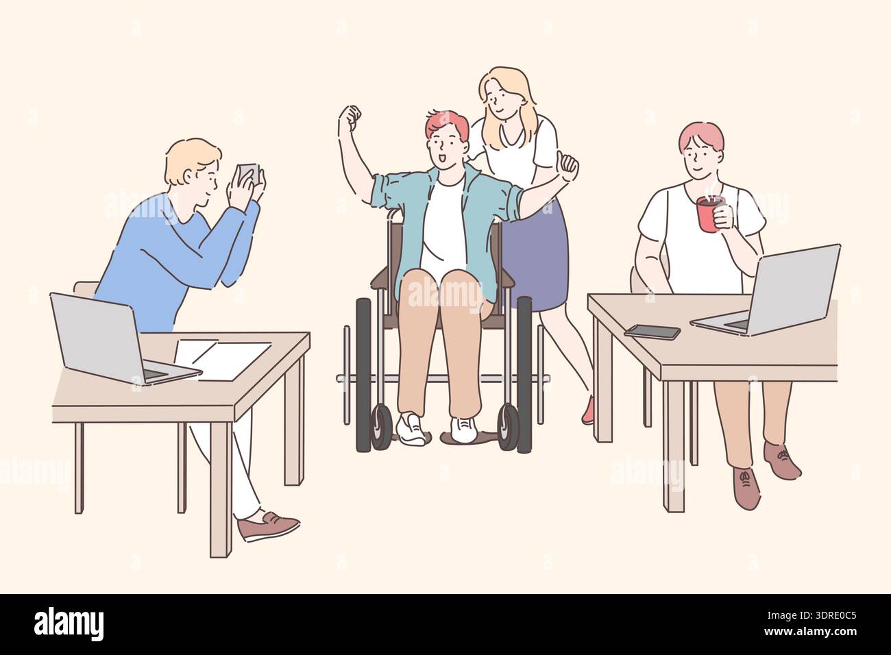 Disabled person working at office concept Stock Photo