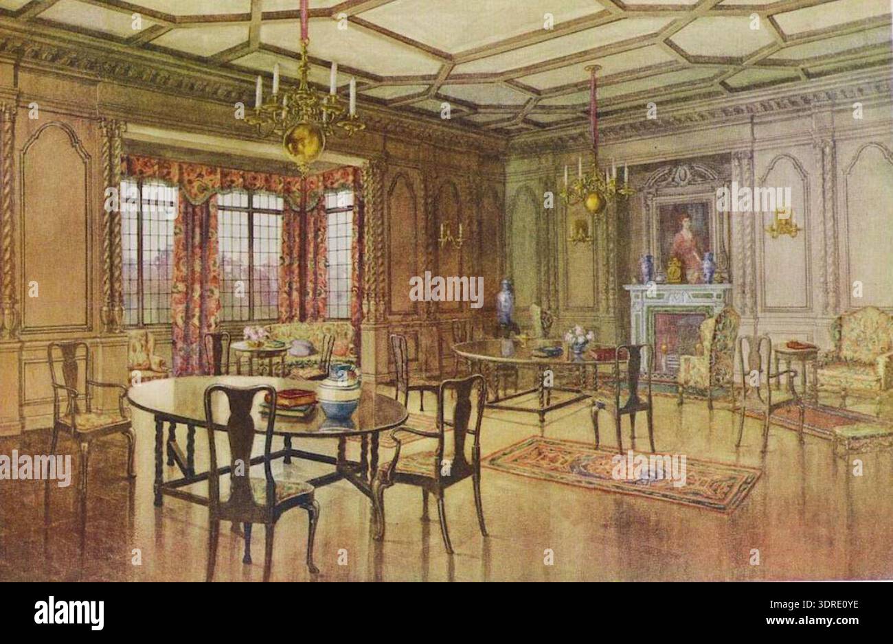 This 1912 illustration depicts a dining-room designed by H.J. Rogers ...