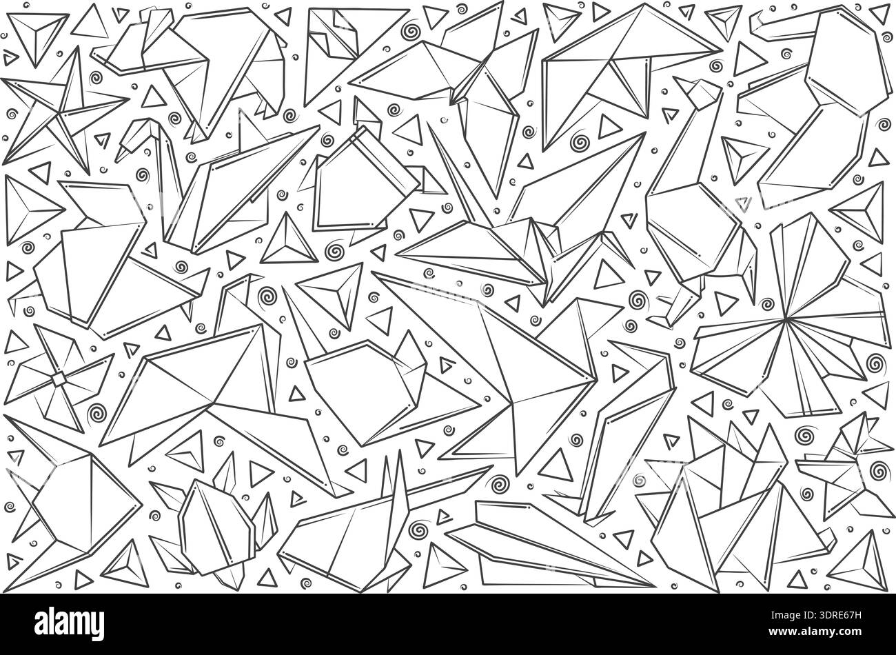Hand drawn paper origami. Stock Photo