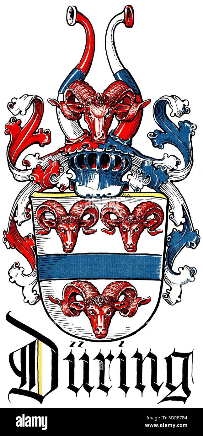 The Düring coat of arms, designed by Otto Hupp around 1928, depicts the ...
