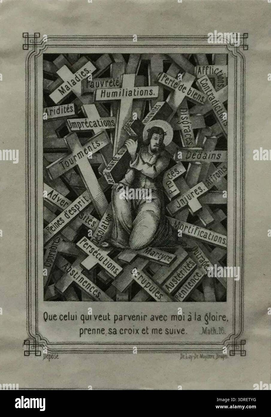 This circa 1850 lithograph depicts Christ surrounded by crosses of ...
