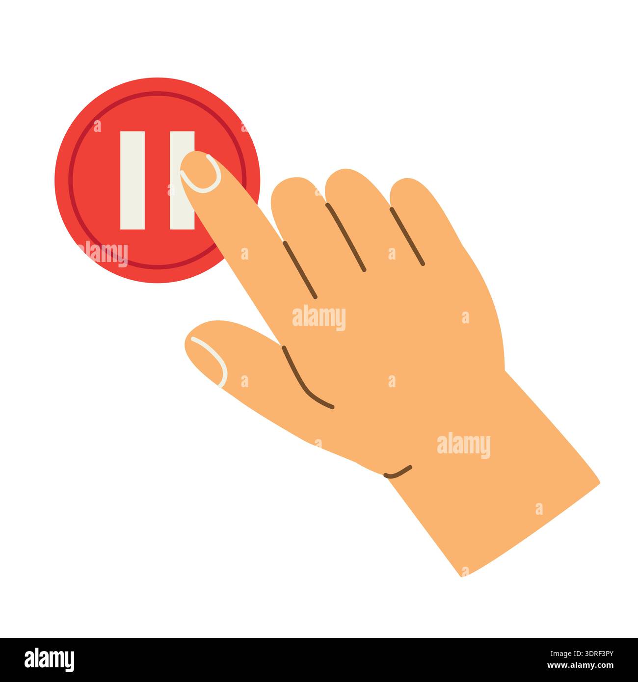 hand pressing pause button, stop media control concept, finger touching digital interface icon, user interface action, technology and control symbol- Stock Vector