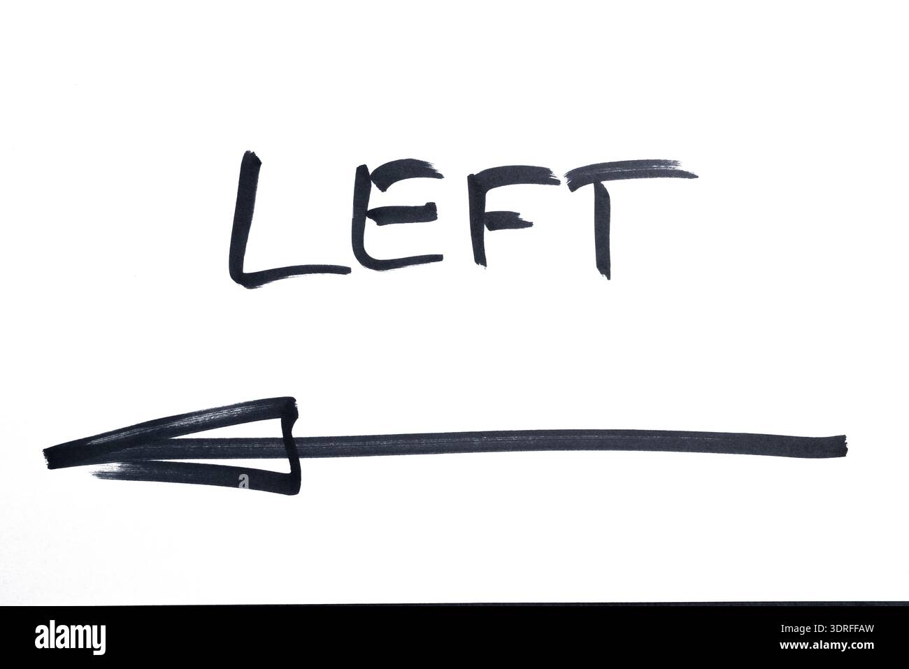 the left direction arrow drawn with marker on a transparent background Stock Photo