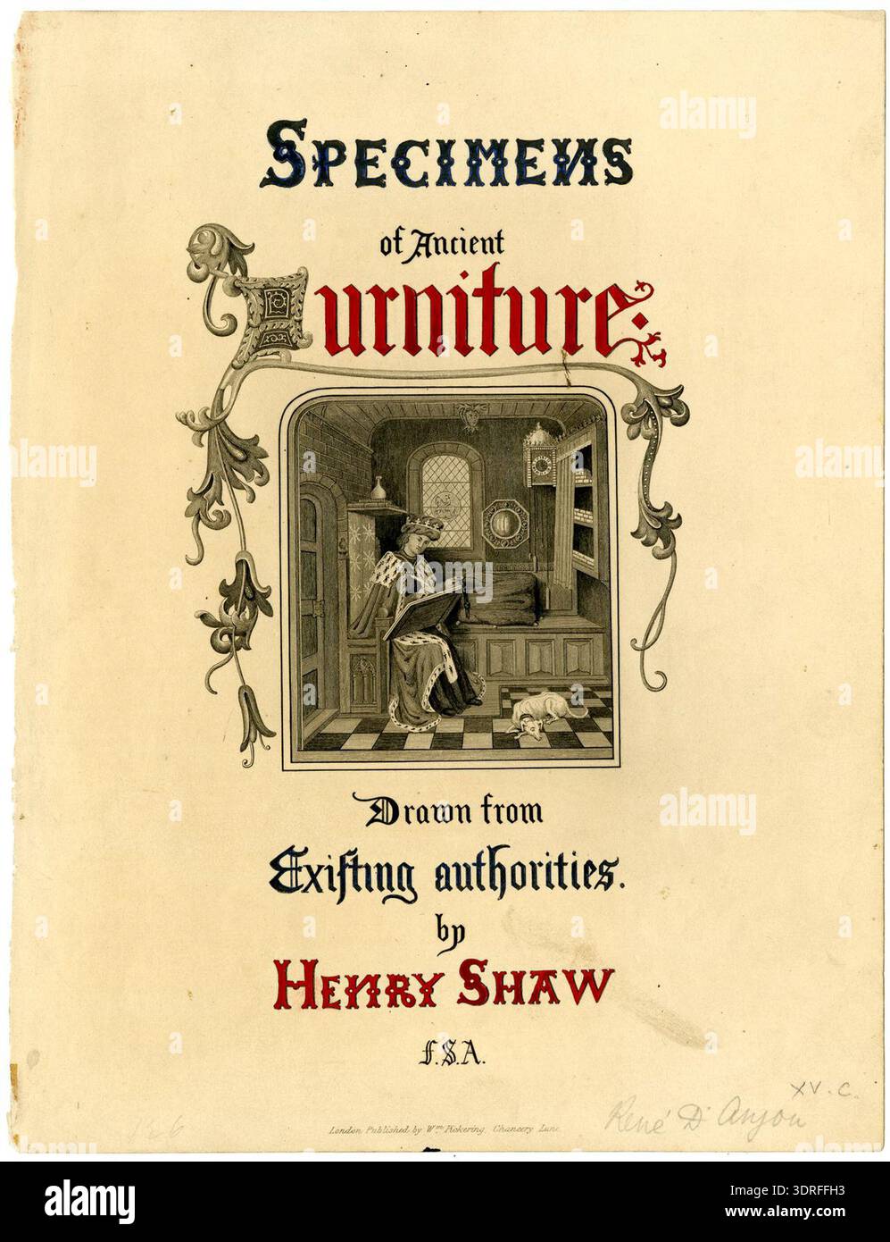 Etching, circa 1836, title-page for 'Specimens of Ancient Furniture ...
