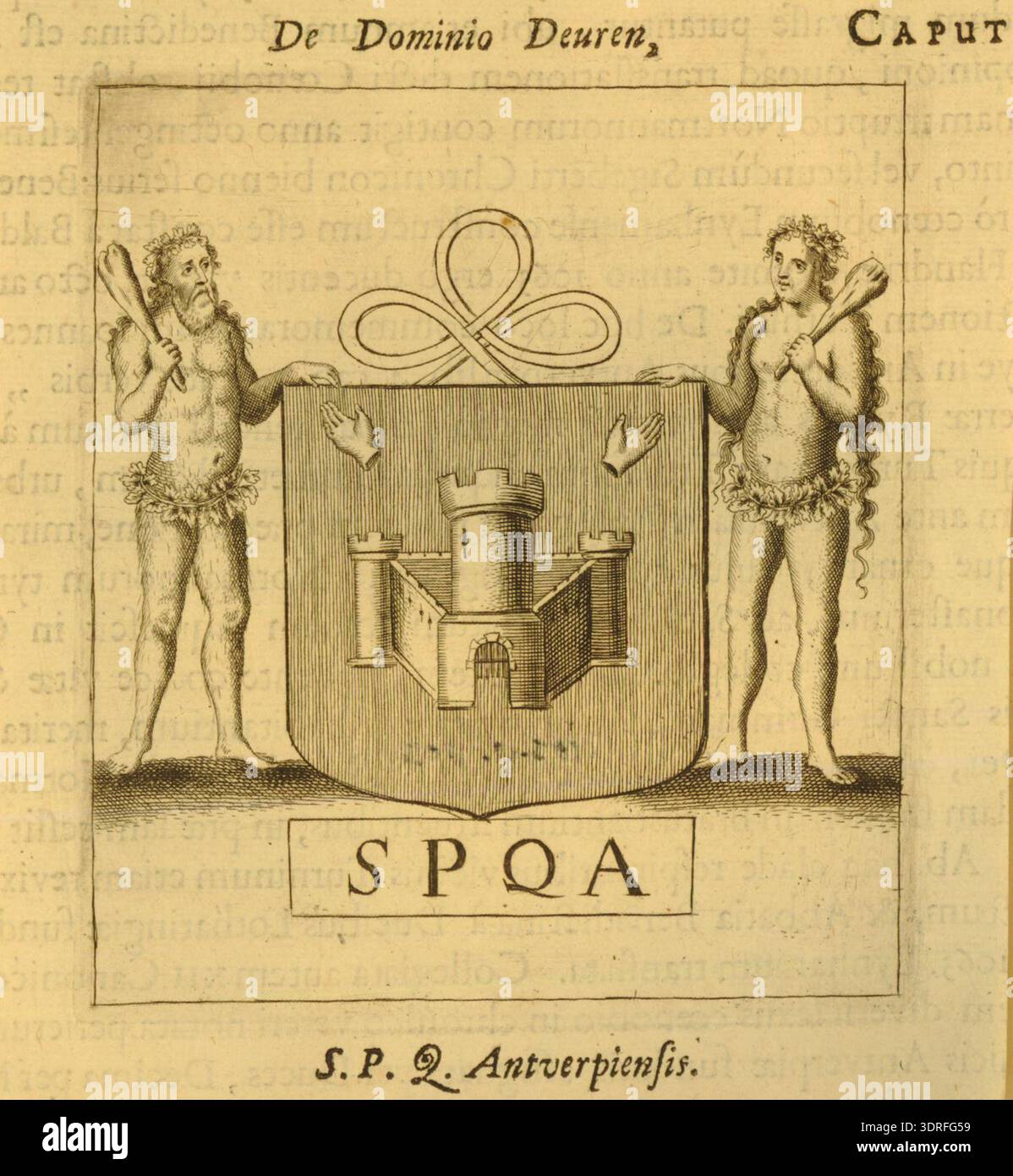 This 1678 engraving illustrates the coat of arms of Deurne, near ...