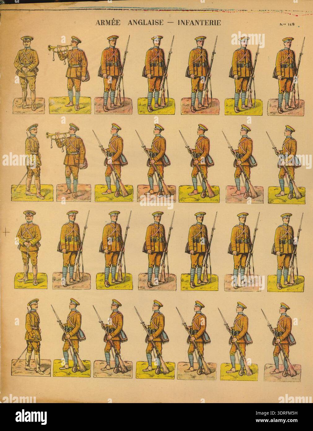 This mid-19th-century chromolithograph sheet depicts 28 English ...