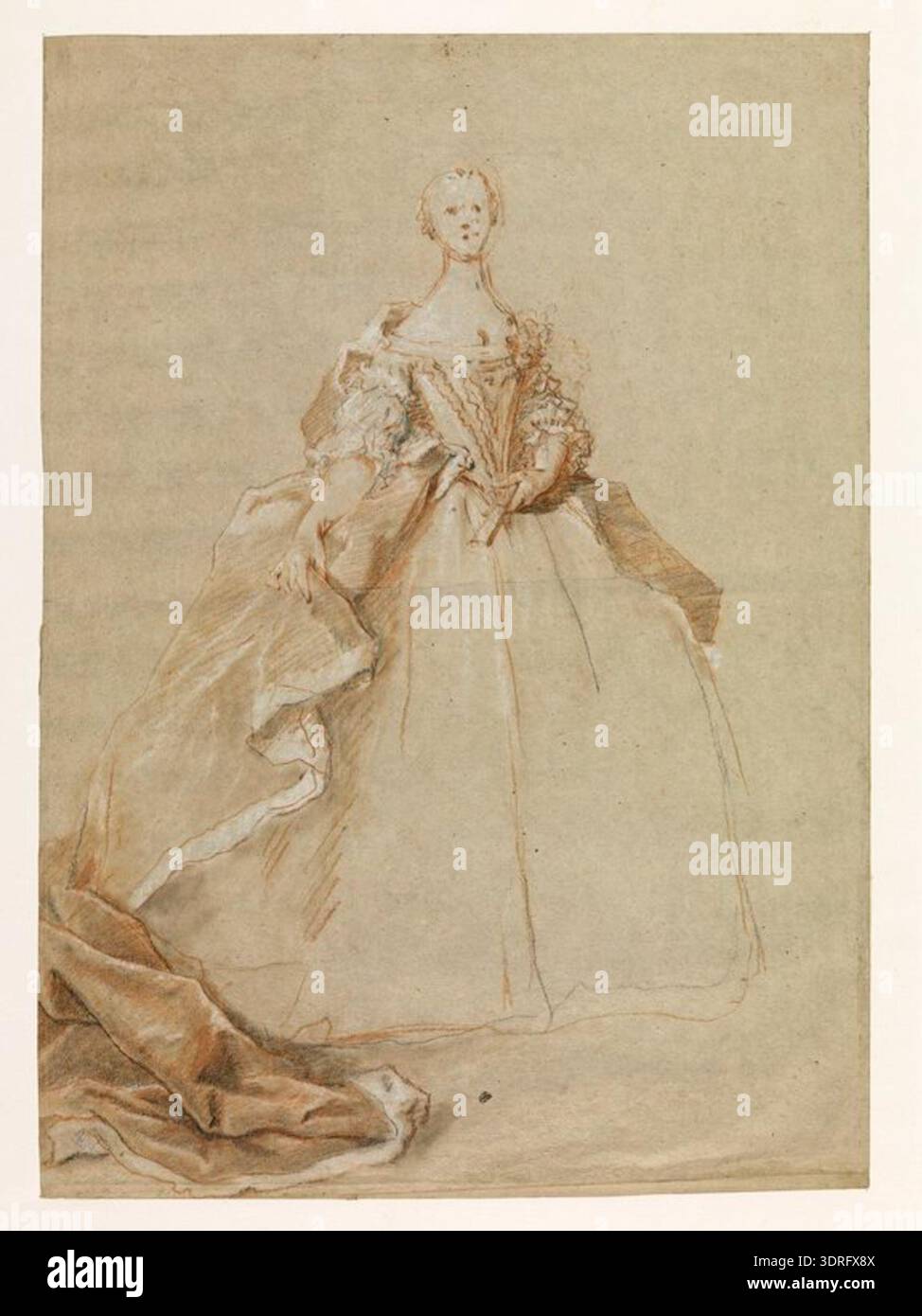 This portrait by Louis Tocqué depicts a woman wearing a court mantle ...