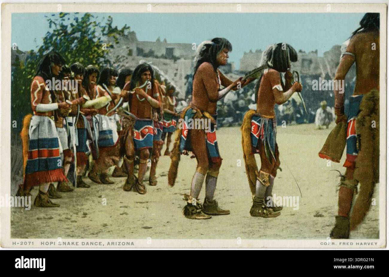 This early 20th-century postcard depicts Hopi men performing a snake ...