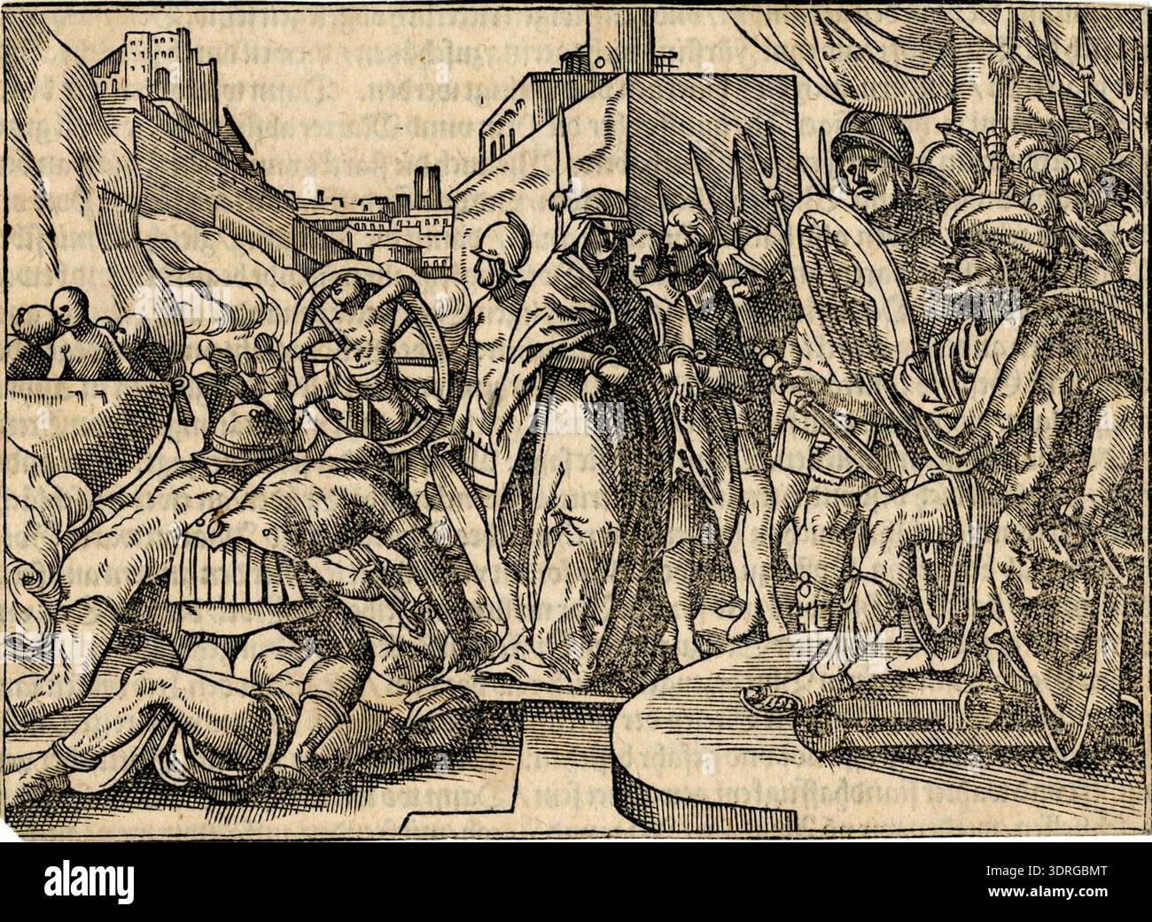 This 1574 woodcut by Tobias Stimmer depicts the martyrdom of the seven ...