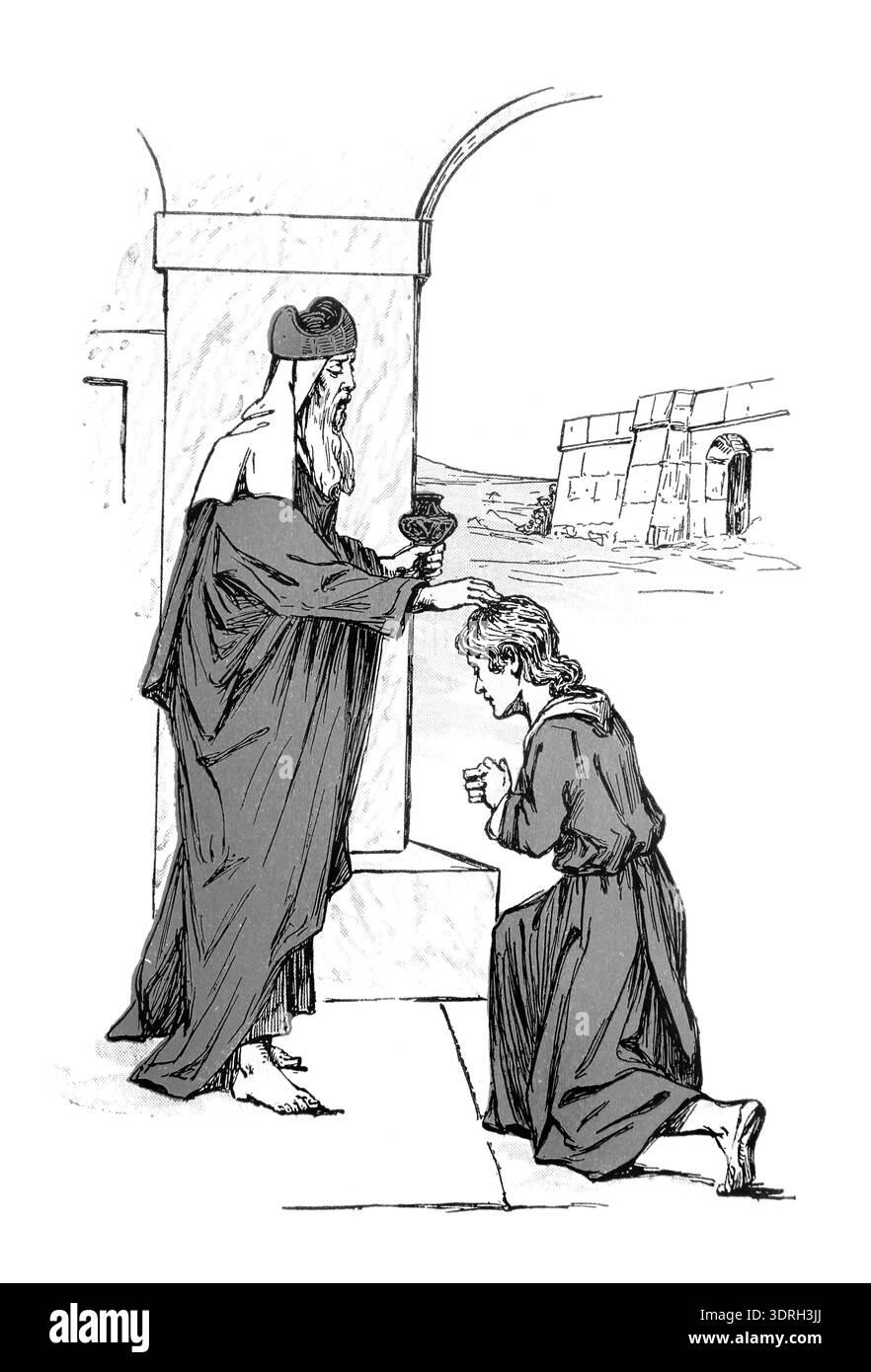 Illustration of Prophet Samuel Anointing David to Be King over Israel ...