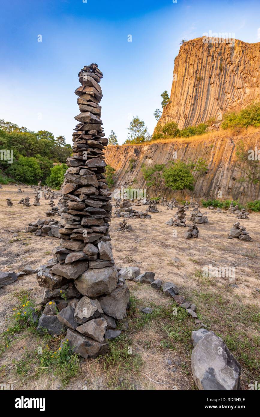 A cairn built by careless tourists from scattered rubble at the foot of ...