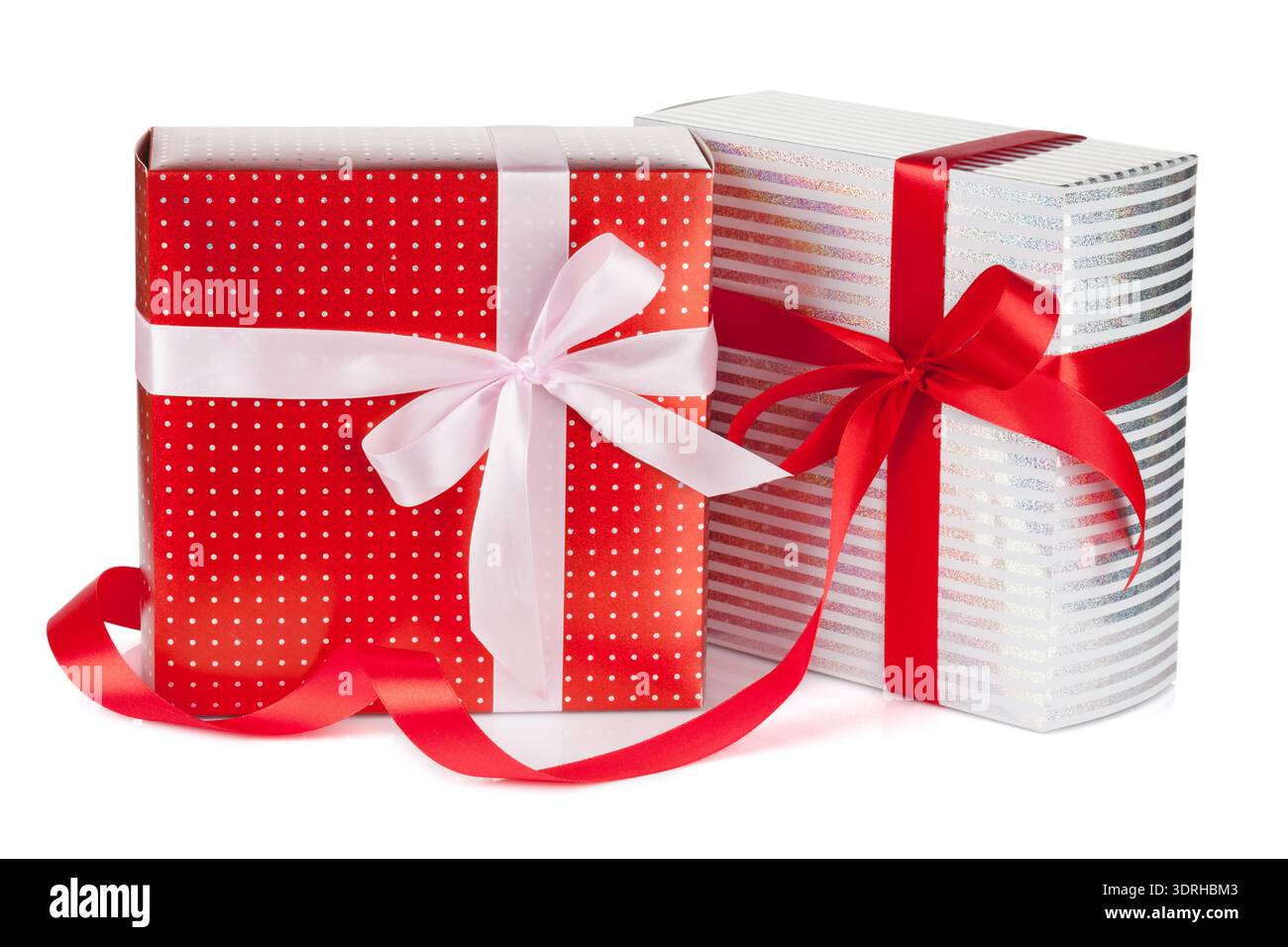 Christmas gift boxes. Isolated on white background Stock Photo