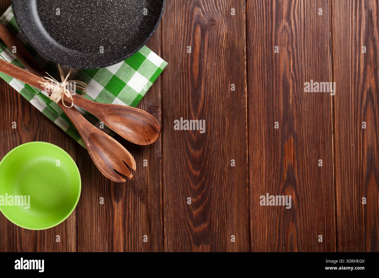 Cooking utensil on wooden table Stock Photo