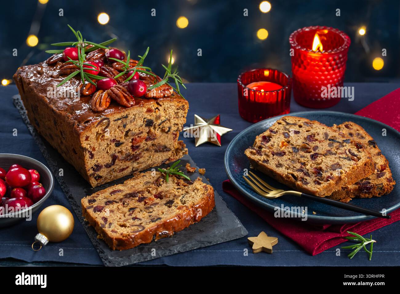 Christmas loaf fruit cake, traditional Christmas and New Year baking Stock Photo