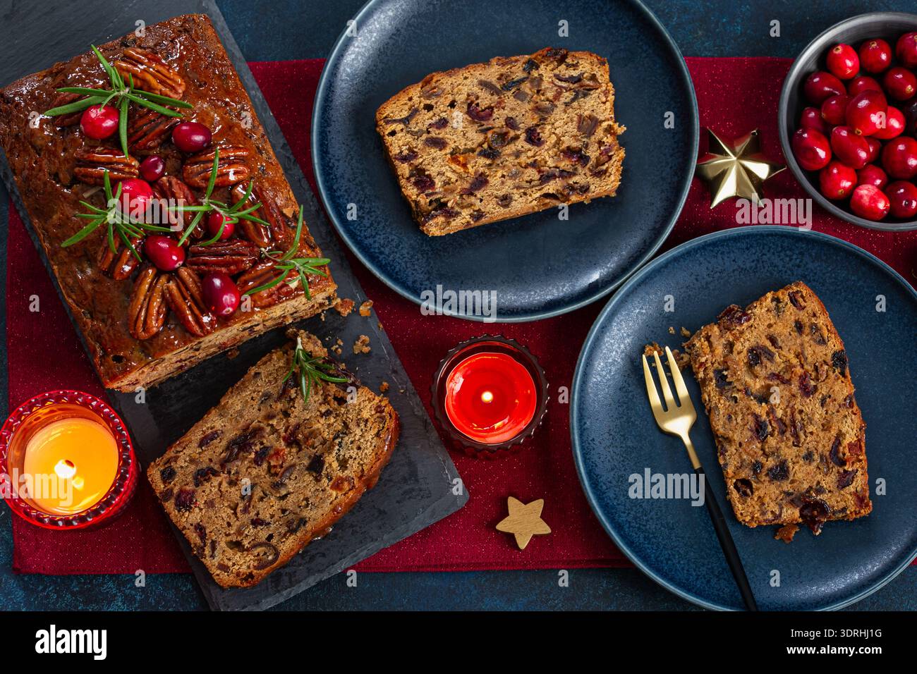 Traditional homemade Christmas loaf fruit cake Stock Photo