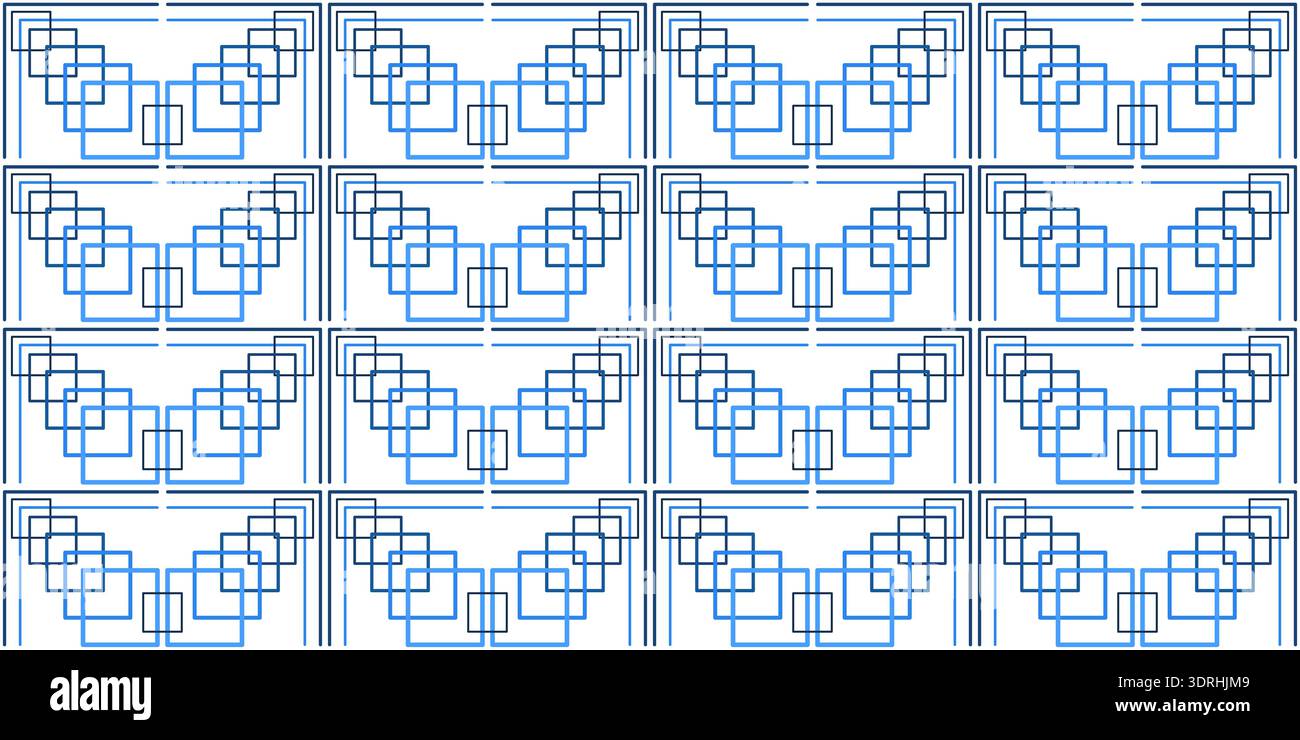 Geometric pattern of blue silhouettes squares Stock Vector