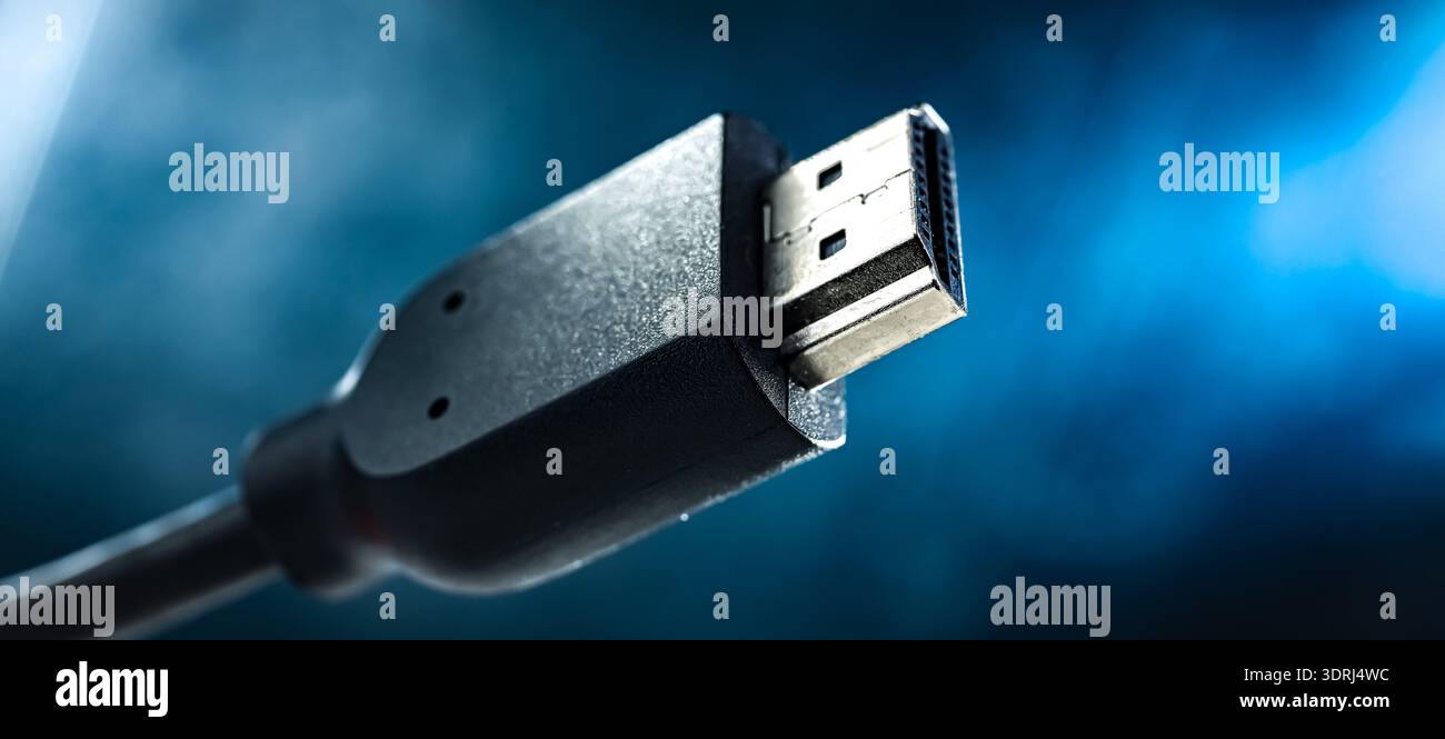 Male HDMI type A connector for transmitting video data Stock Photo